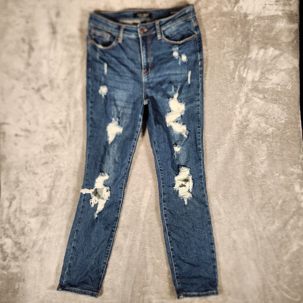 Judy Blue Boyfriend Jeans Womens 7/28 Blue Excellent‎ Distressed JB88220